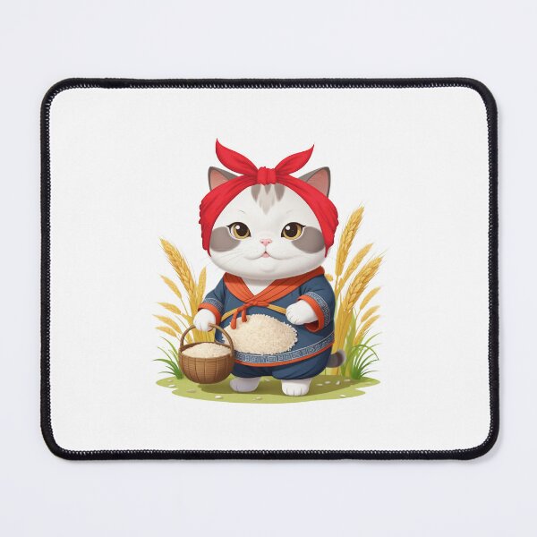 Item preview, Farmers Cat with Rice Basket designed and sold by ZapStickers.