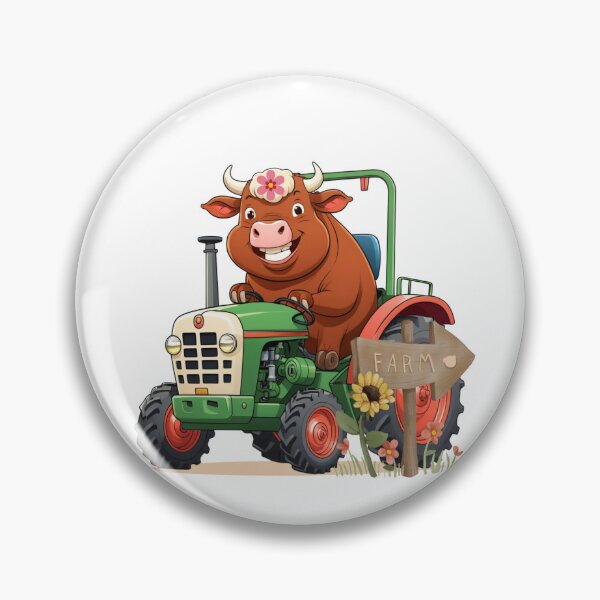 Item preview, Farmer Cow Driving Tractor designed and sold by ZapStickers.
