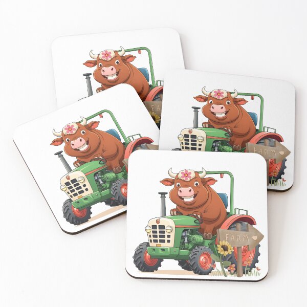 Item preview, Farmer Cow Driving Tractor designed and sold by ZapStickers.