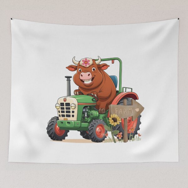 Item preview, Farmer Cow Driving Tractor designed and sold by ZapStickers.
