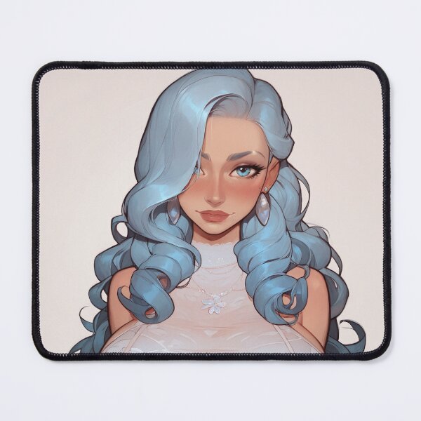 Item preview, Beautiful Ocean Blue Haired Girl in Dress designed and sold by WaifuBrowser.