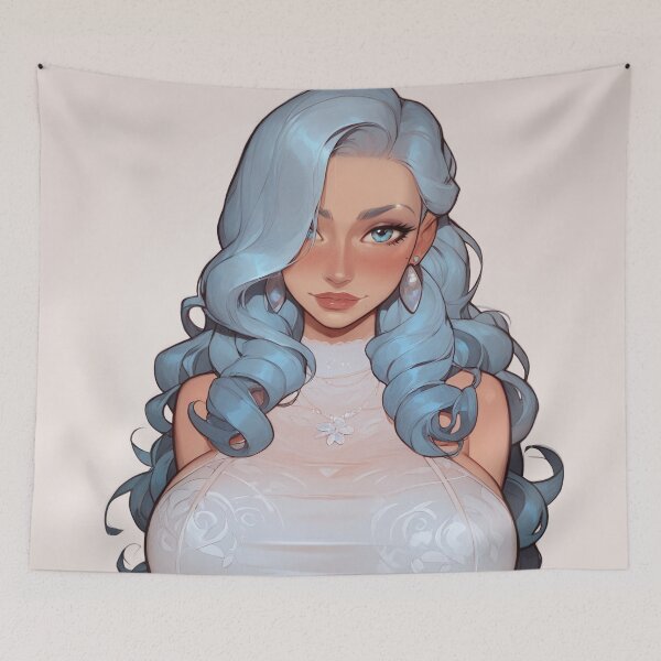 Item preview, Beautiful Ocean Blue Haired Girl in Dress designed and sold by WaifuBrowser.