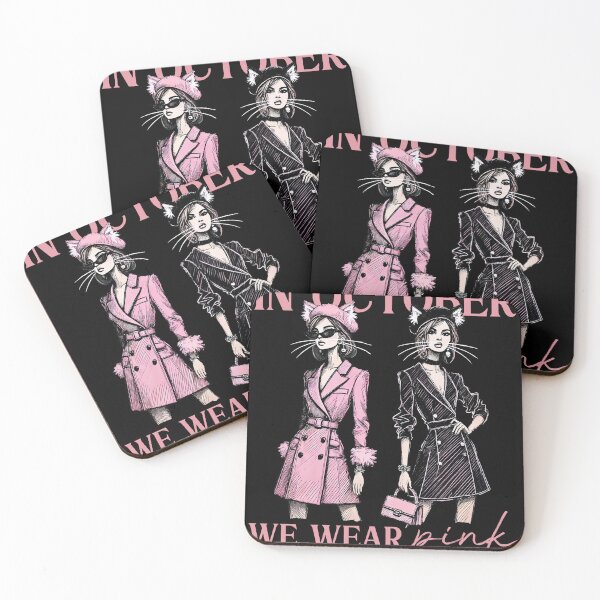 Item preview, In October We Wear Pink Black Cat Fashion Statement designed and sold by Victor Shadehorn.