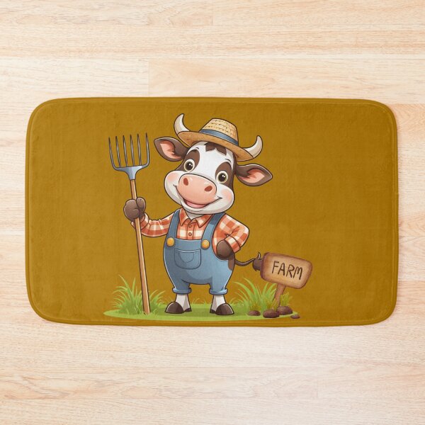 Item preview, Farmer Cow Holding Rake designed and sold by ZapStickers.