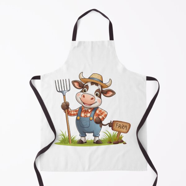 Item preview, Farmer Cow Holding Rake designed and sold by ZapStickers.