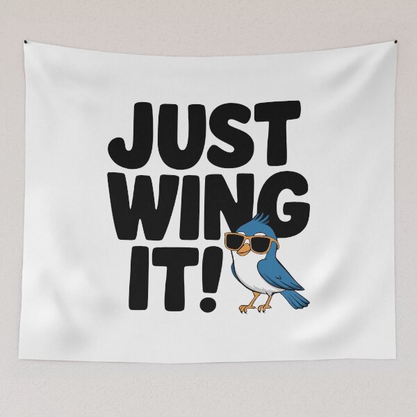 Item preview, Just Wing It! Cute Blue Jay Bird Pun designed and sold by PMCreative.