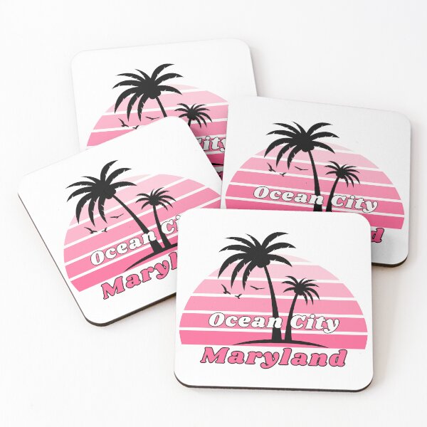 Item preview, Retro Cool Ocean City Beach Maryland Palm Tree at Sunset designed and sold by karmdaf.