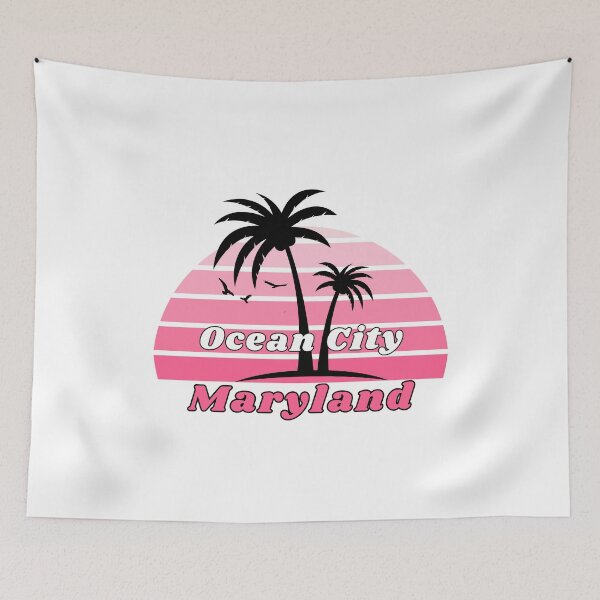 Item preview, Retro Cool Ocean City Beach Maryland Palm Tree at Sunset designed and sold by karmdaf.