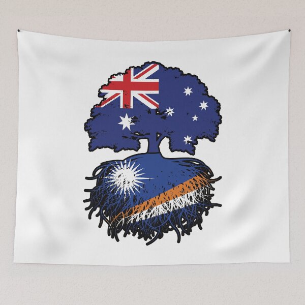 Aperçu de l'œuvre Drapeau des racines des arbres des îles Marshall, des îles Marshall, de l'Australie et des Australiens créée et vendue par FlagX.