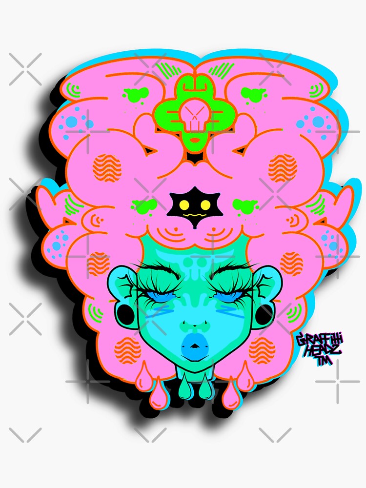 Thumbnail 3 of 3, Sticker, Bahar B Doll Graffitiheadz designed and sold by 333Evilchef.