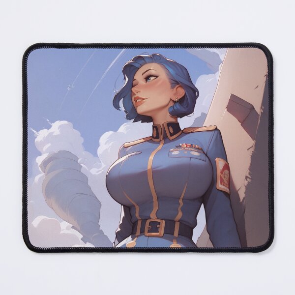 Item preview, Woman in Blue Suit Standing on a Cliff designed and sold by WaifuBrowser.