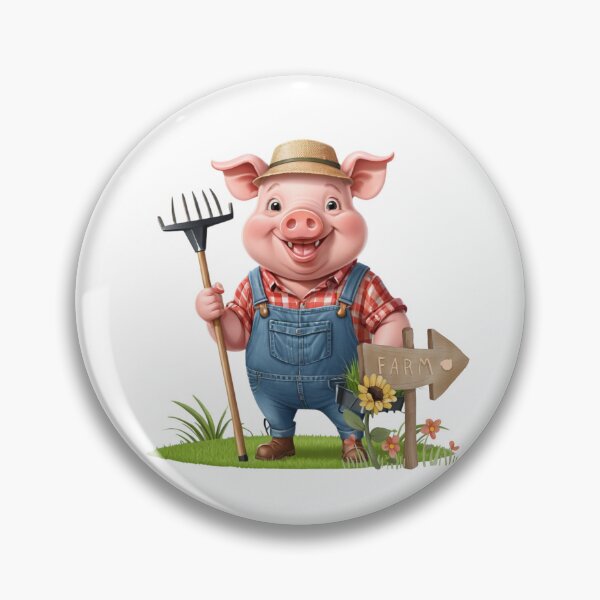 Item preview, Farmer Pig with Rake designed and sold by ZapStickers.