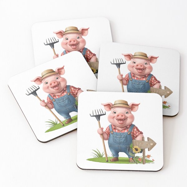 Item preview, Farmer Pig with Rake designed and sold by ZapStickers.