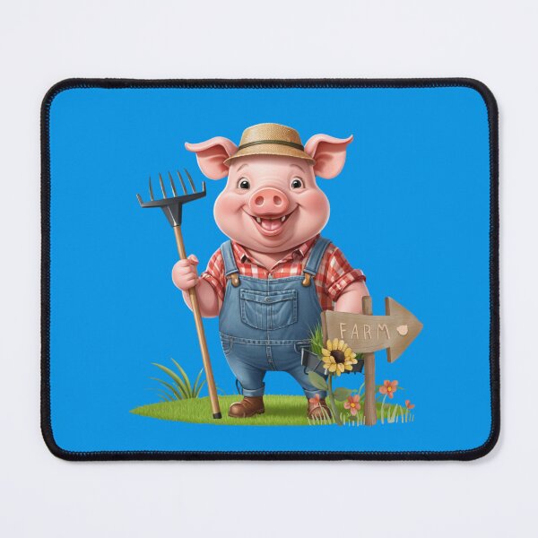 Item preview, Farmer Pig with Rake designed and sold by ZapStickers.