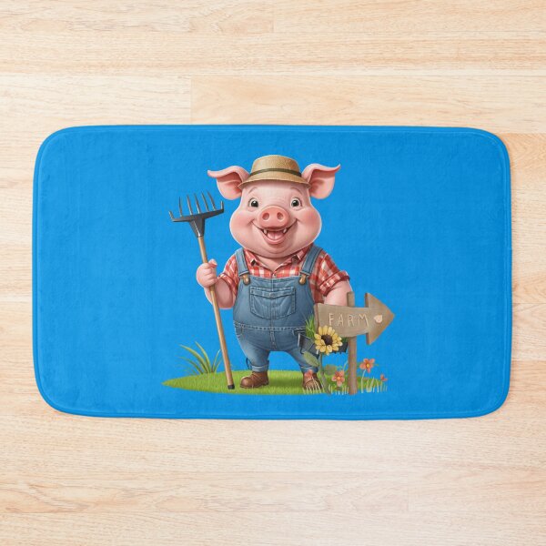 Item preview, Farmer Pig with Rake designed and sold by ZapStickers.