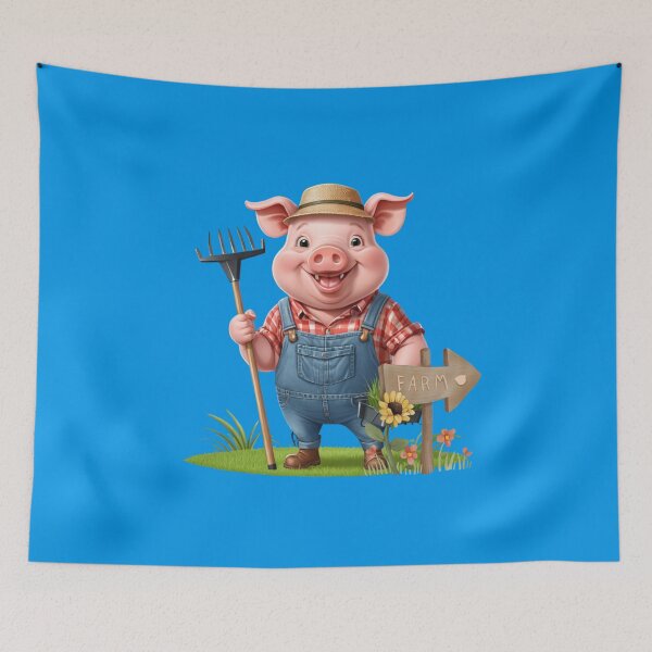 Item preview, Farmer Pig with Rake designed and sold by ZapStickers.