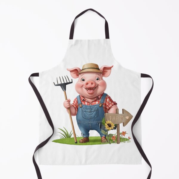 Item preview, Farmer Pig with Rake designed and sold by ZapStickers.