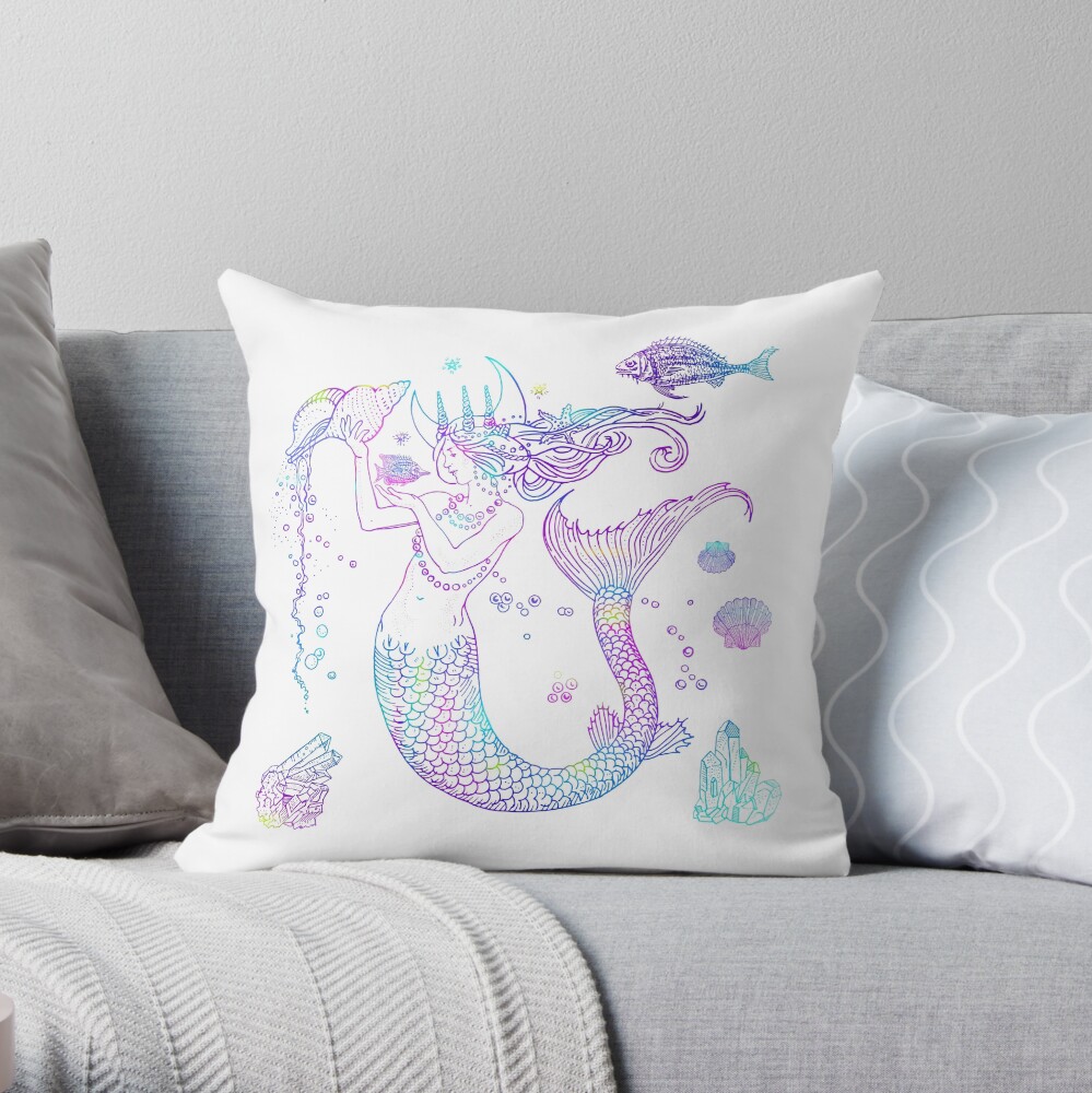 Mermaid Princess Throw Pillow