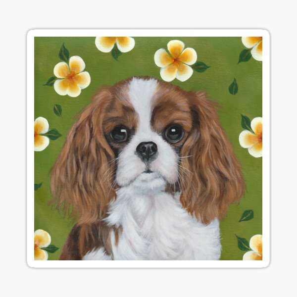 Cavalier King Charles Spaniel with Flowers Sticker