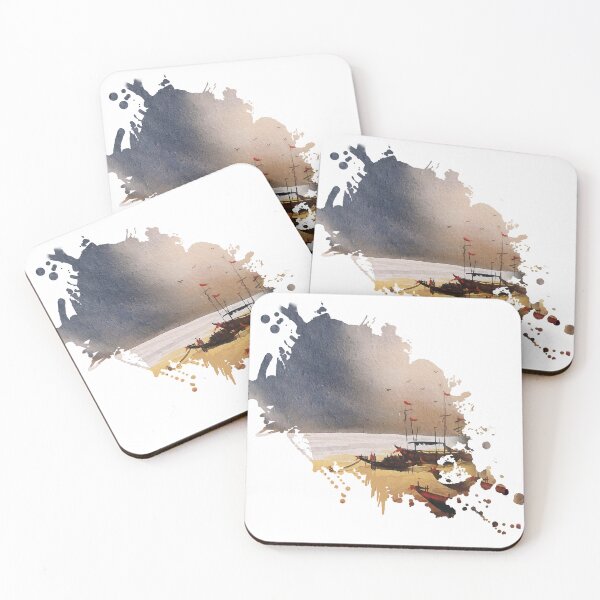 Item preview, watercolor cloudy seashore effect  designed and sold by SamirArt.