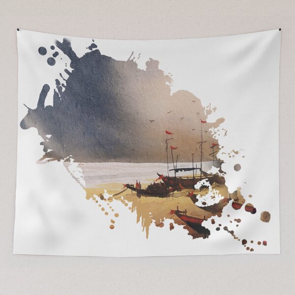 Item preview, watercolor cloudy seashore effect  designed and sold by SamirArt.