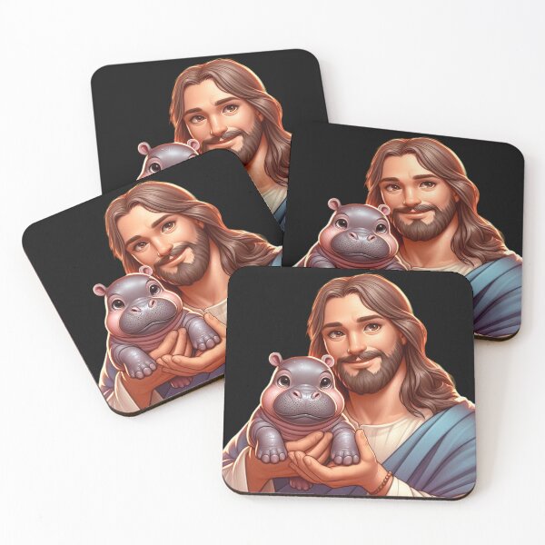 Aperçu de l'œuvre Jésus portant Moo Deng créée et vendue par tshirtsandme.
