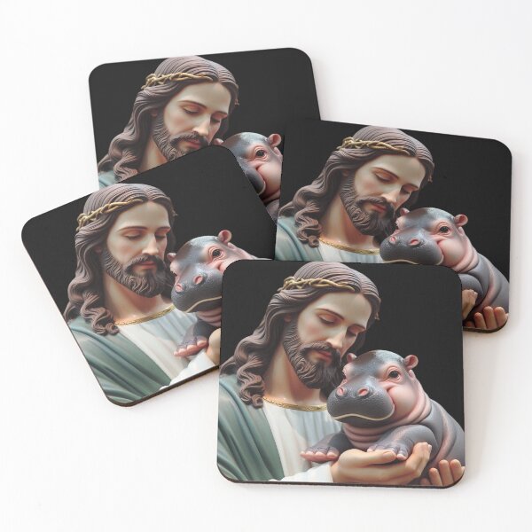 Aperçu de l'œuvre Jésus portant Moo Deng créée et vendue par tshirtsandme.