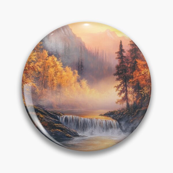 Item preview, Autumn mountain landscape with waterfall in the misty mountains designed and sold by MargaretWiktor.