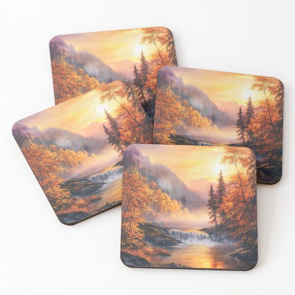 Item preview, Autumn mountain landscape with waterfall in the misty mountains designed and sold by MargaretWiktor.