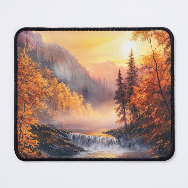 Item preview, Autumn mountain landscape with waterfall in the misty mountains designed and sold by MargaretWiktor.
