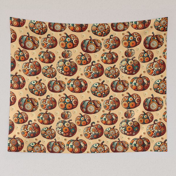 Item preview, Floral Pumpkins Apricot Orange designed and sold by SilverPegasus.