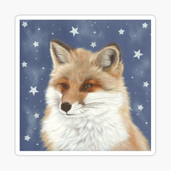 Red Fox with Stars Sticker