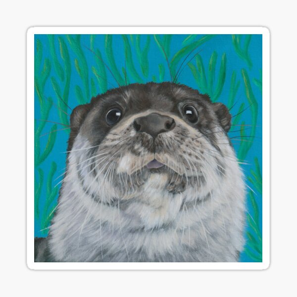 Otter with Seaweed Sticker