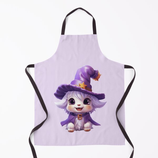 Item preview, Kawaii Halloween White Dog in Purple Witch Hat designed and sold by KawaiiArtStyle.