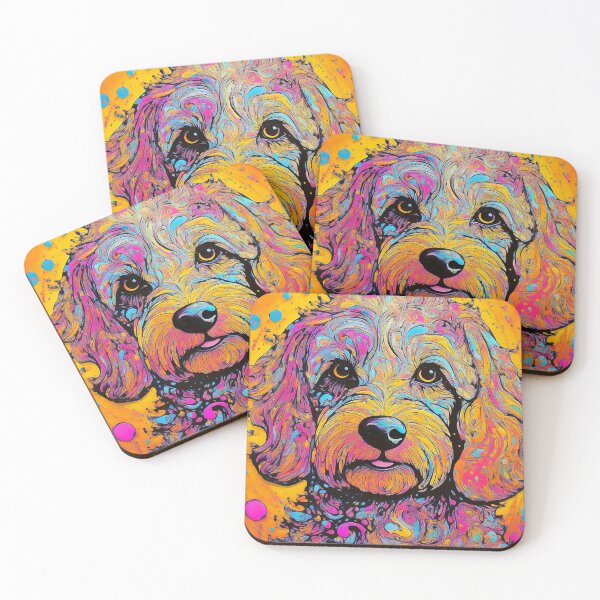 Item preview, Colourful Marbled Cockapoo Dog Portrait Illustration designed and sold by Adam Regester.