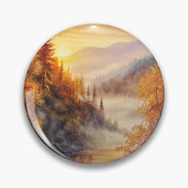 Item preview, Autumn mountain landscape with river in the misty mountains designed and sold by MargaretWiktor.