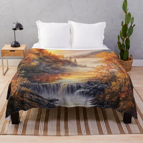 Item preview, Autumn mountain landscape with river in the misty mountains designed and sold by MargaretWiktor.