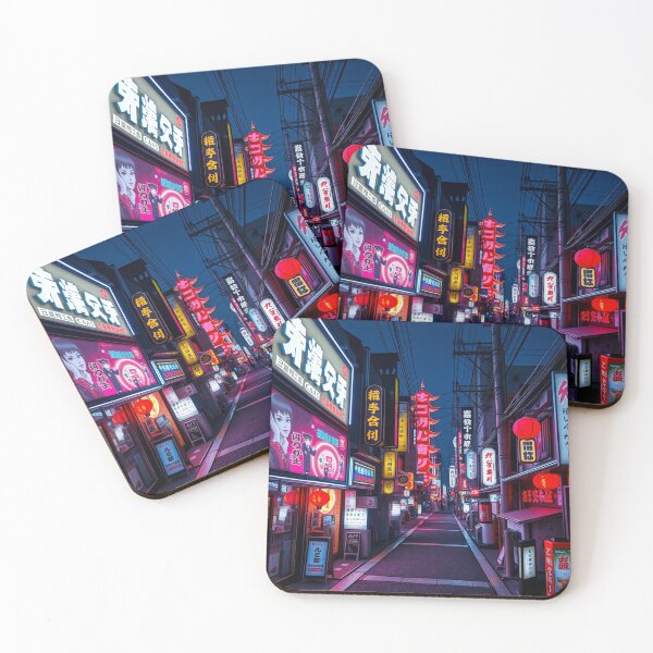 Item preview, Neon alley in japan, dark night designed and sold by mikaws.