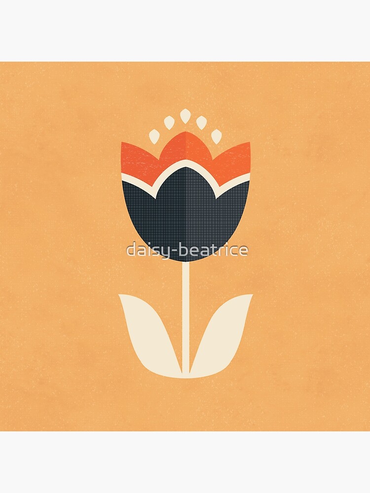 Thumbnail 4 of 4, Pillow, Retro Tulip - Orange and Cream designed and sold by daisy-beatrice.