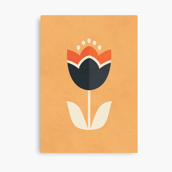 Retro Tulip - Orange and Cream Canvas Print