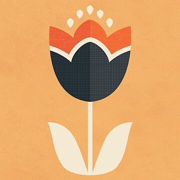Artwork thumbnail, Retro Tulip - Orange and Cream by Daisy Beatrice