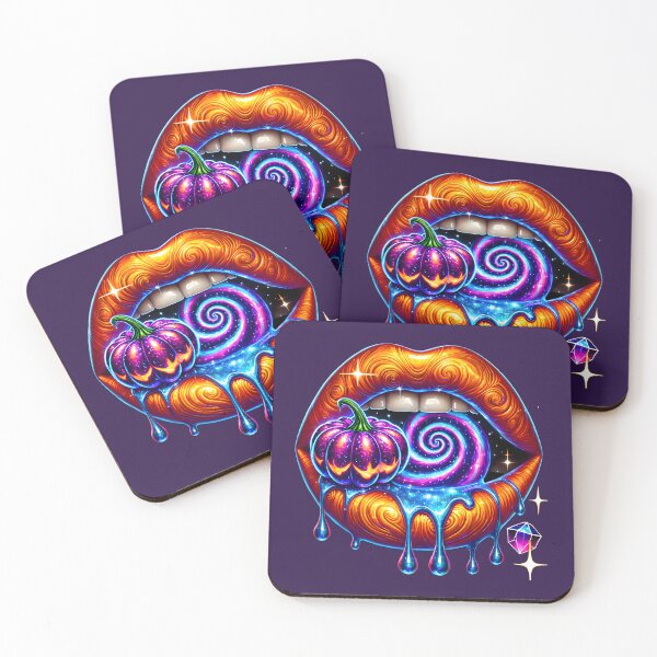 Item preview, Cosmic Halloween Lips, Neon Pumpkin Swirl Tongue designed and sold by Margival.