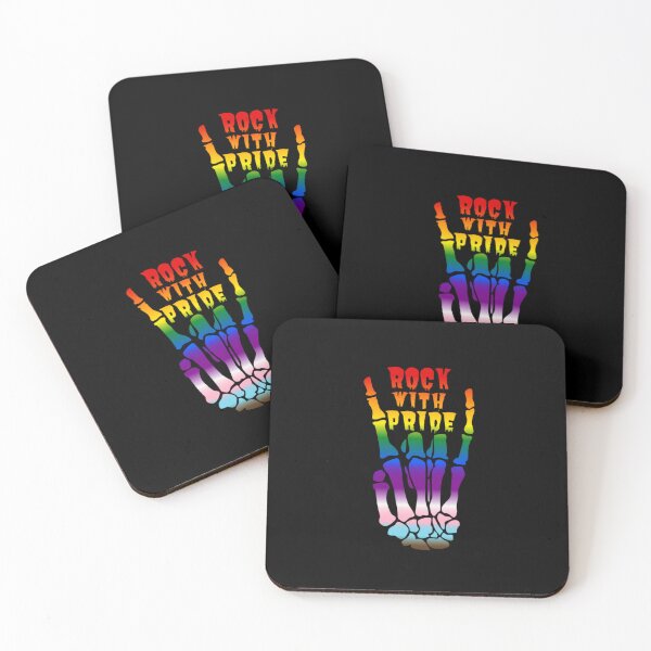 Item preview, Progress Rock With Pride graphic, Skeleton Hand Rock With Pride, Halloween Tees, Horror T-Shirt, Spooky season T-Shirts designed and sold by PrideBeProud.