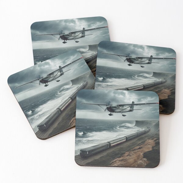 Item preview, small plane flying over a train designed and sold by Open Road Gallery .