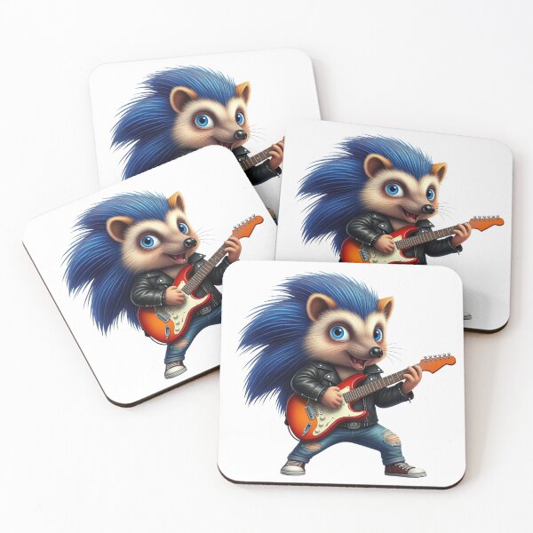 Item preview, Hedgehog with Blue Hair Playing Electric Guitar – A Colorful Rock Star  designed and sold by maritas22.