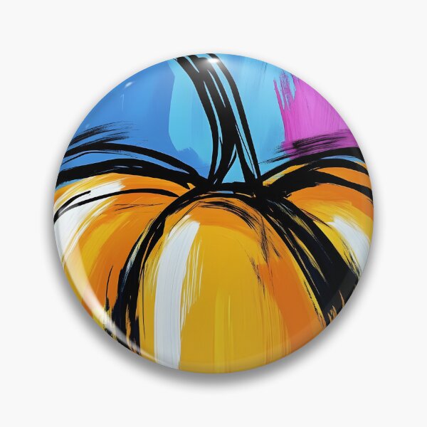 Item preview, Brightly Colored Pumpkin with Vivid Blue and Purple Brushstrokes and Bold Black Outlines AI Generated designed and sold by OlfactoART Studio.