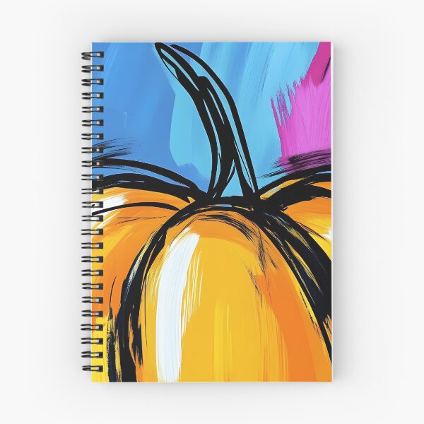 Item preview, Brightly Colored Pumpkin with Vivid Blue and Purple Brushstrokes and Bold Black Outlines AI Generated designed and sold by OlfactoART Studio.