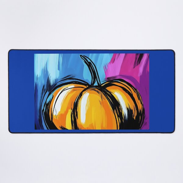 Item preview, Brightly Colored Pumpkin with Vivid Blue and Purple Brushstrokes and Bold Black Outlines AI Generated designed and sold by OlfactoART Studio.