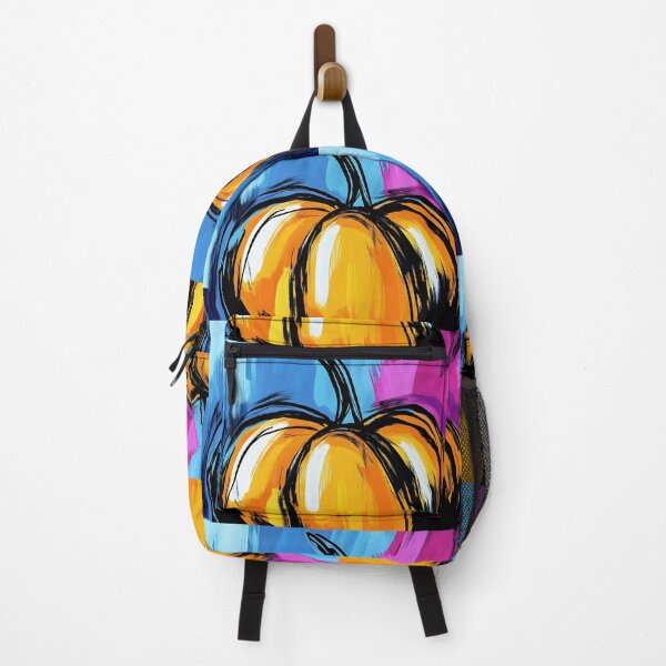 Item preview, Brightly Colored Pumpkin with Vivid Blue and Purple Brushstrokes and Bold Black Outlines AI Generated designed and sold by OlfactoART Studio.