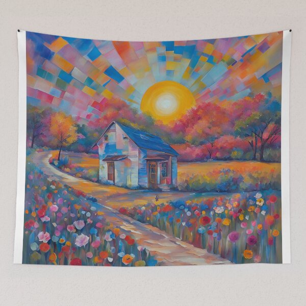 Item preview, Colorful cabin sunset designed and sold by FitEnvy.
